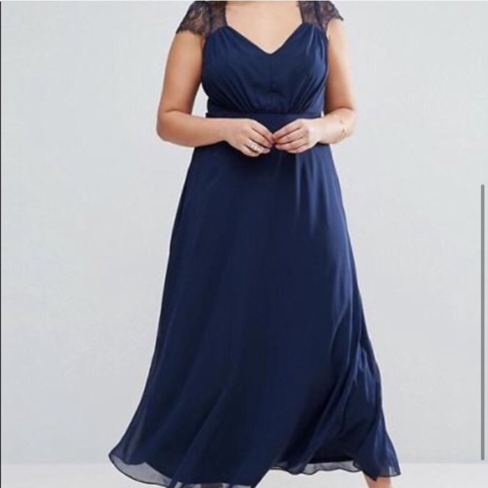 ASOS CURVE Kate navy full length dress size 18